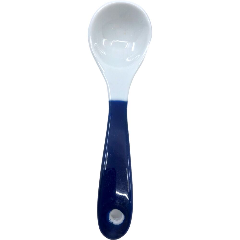 DANSK Blue & White Sugar Bowl w/ Lid & Serving Spoon - Picture 5 of 8